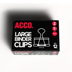ACCO® Binder Clips, Large, Black, Box Of 12