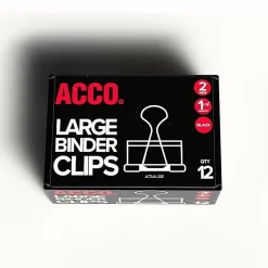 ACCO® Binder Clips, Large, Black, Box Of 12