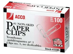 ACCO® Economy Paper Clips, 1000 Total, No. 1, Silver, 100 Per Box, Pack Of 10 Boxes