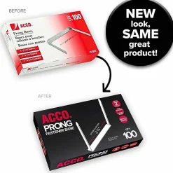 ACCO® Economy Prong Fasteners, Base Only, 2" Capacity, Box of 100