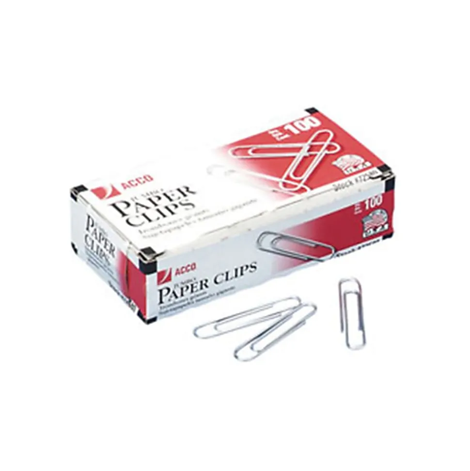 ACCO® Paper Clips, Box Of 100, Jumbo, Silver