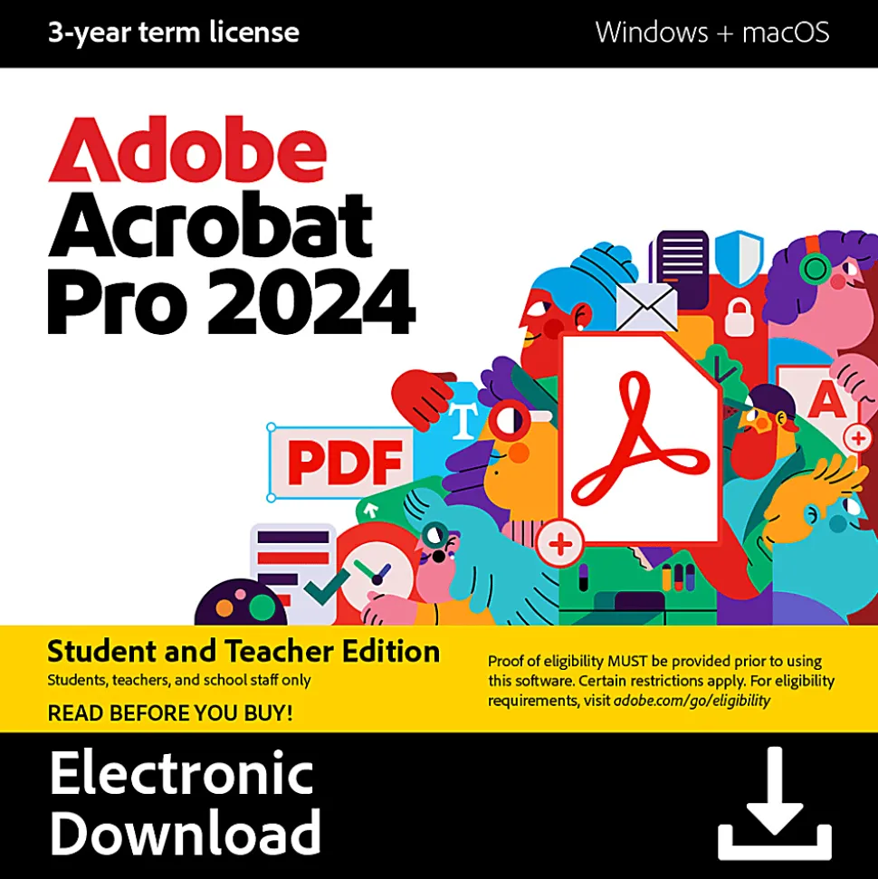 Acrobat Pro 2024 Student & Teacher Edition ,3 YR Subscription, Mac & Windows, Download