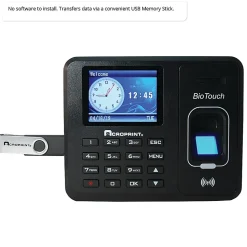 Acroprint BioTouch Time Clock, 500 Employees, 5"H x 6"W x 1-1/2"D, Black