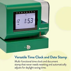 Acroprint M150MC4 Heavy-Duty Digital Time Recorder, 10-1/4”H x 9-1/2”W x 11”D, Green