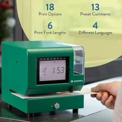 Acroprint M150MC4 Heavy-Duty Digital Time Recorder, 10-1/4”H x 9-1/2”W x 11”D, Green