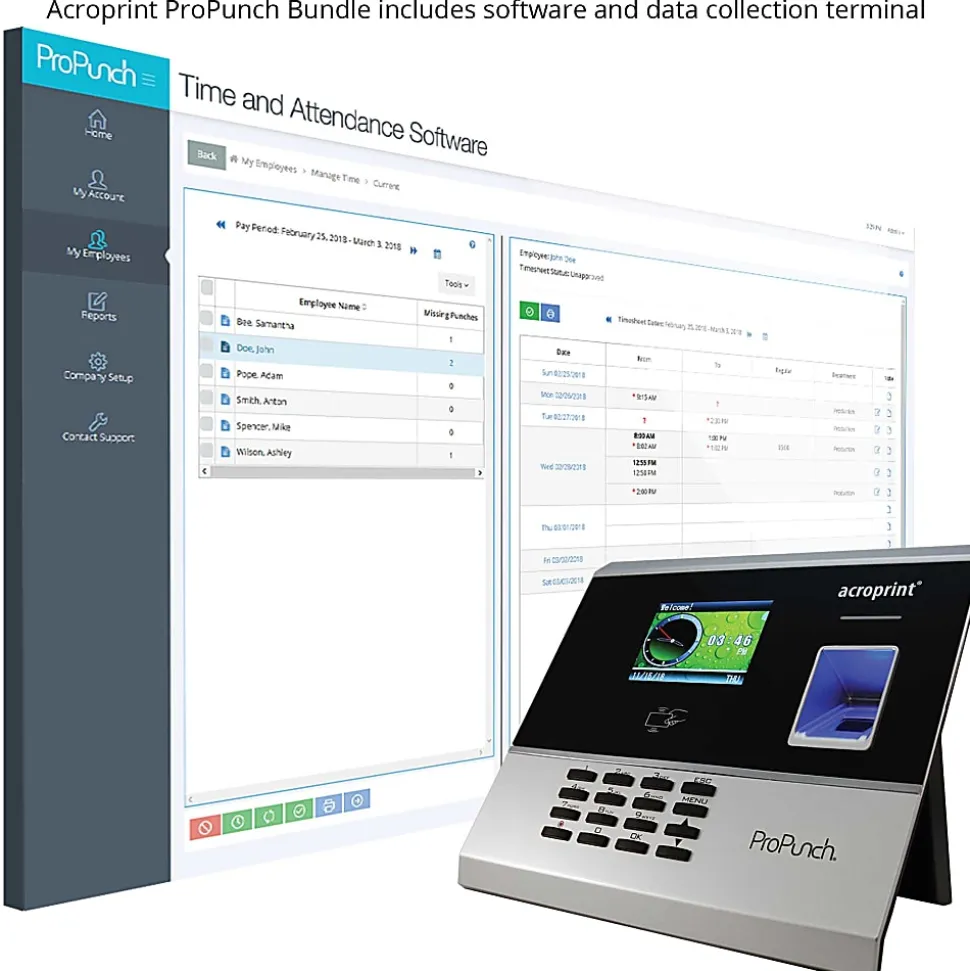 Acroprint ProPunch Time Clock Bundle, 150 Employees, PROPUNCHBUNDLE