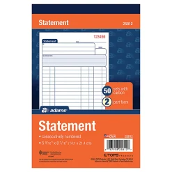 Adams® All-Purpose Statement Books, 2-Part, 8 1/2" x 5 1/2", White, 50 Sets Per Book