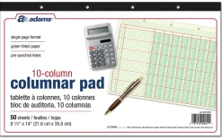 Adams® Analysis Pad, 14" x 8 1/2", 50 Pages (50 Sheets), 10 Columns, Green