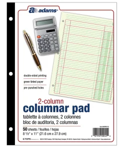 Adams® Analysis Pad, 8 1/2" x 11", 100 Pages (50 Sheets), 2 Columns, Green