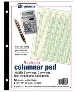 Adams® Analysis Pad, 8 1/2" x 11", 100 Pages (50 Sheets), 5 Columns, Green