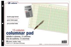 Adams® Analysis Pad, 16 3/8" x 11", 100 Pages (50 Sheets), 13 Columns, Green
