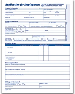 AdamsĀ® Application For Employment, 8 1/2" x 11", Pack Of 25