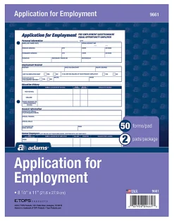 Adams® Bilingual Employee Application, English/Spanish
