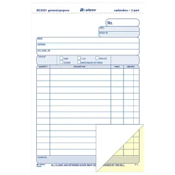 Adams® Carbonless All-Purpose Forms, 2-Part, 8 1/2" x 5 11/16", White/Canary, 100 Sets Per Book