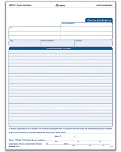Adams® Carbonless Contractor's Invoices, 3-Part, 100 Sets