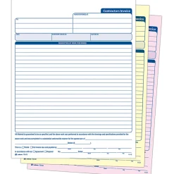 Adams® Carbonless Contractor's Invoices, 3-Part, 50 Sets