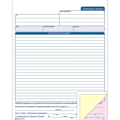 Adams® Carbonless Contractor's Invoices, 3-Part, 50 Sets