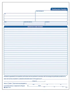 Adams® Carbonless Contractor's Invoices, 3-Part, 50 Sets