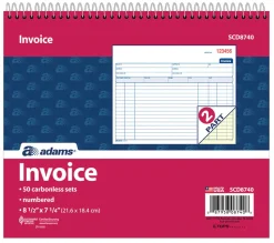 Adams® Carbonless Invoice Books, 2-Part, 8 1/2" x 7 1/4", Pack Of 50