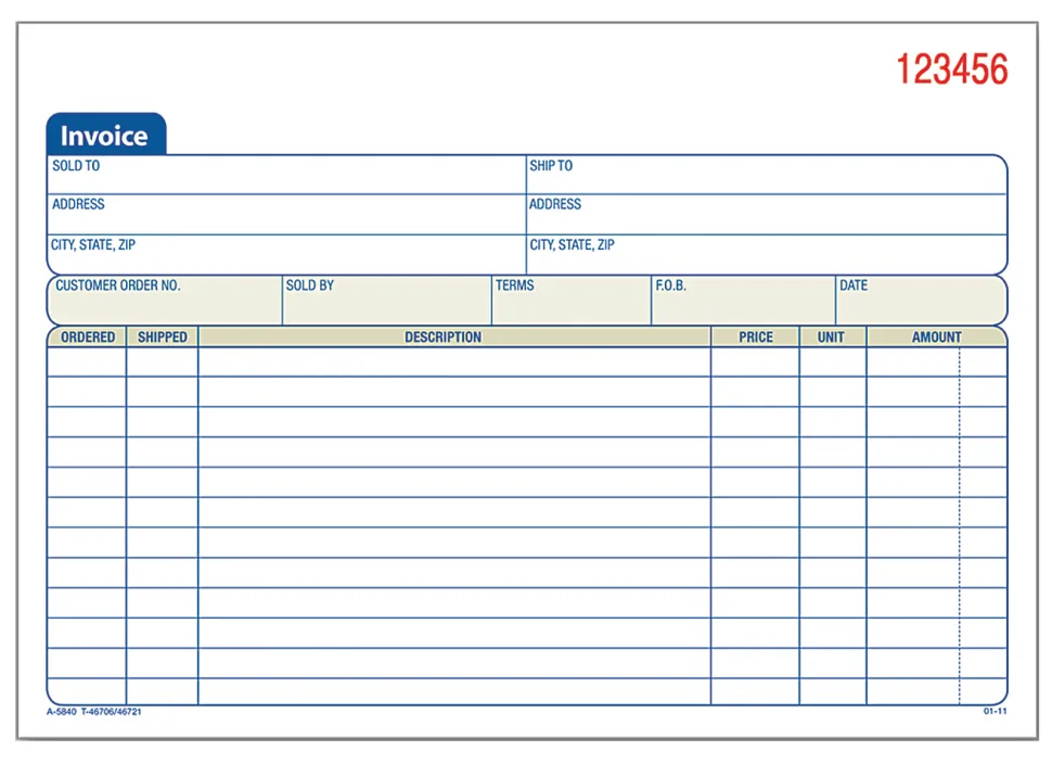 Adams® Carbonless Invoice Books, 2-Part, 8 7/16" x 5 9/16", Pack Of 50