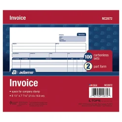 Adams® Carbonless Invoice Unit Sets, 2-Part, 8 1/2" x 7 7/16", Multicolor, Carton Of 100 Sets