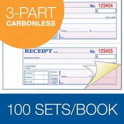 Adams® Carbonless Money/Rent Receipt Book, 3-Part, 7 5/8