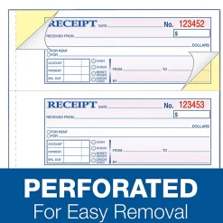 Adams® Carbonless Money/Rent Receipt Book, 3-Part, 7 5/8