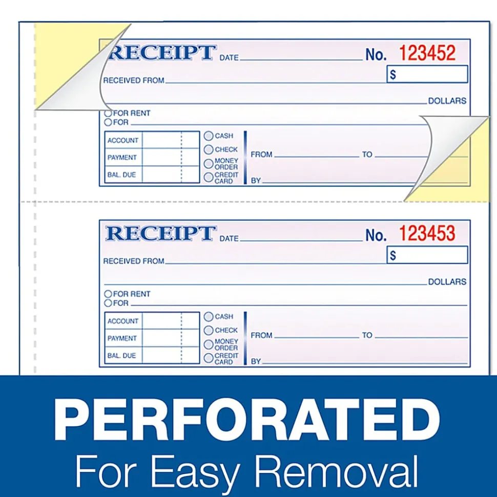 Adams® Carbonless Money/Rent Receipt Book, 3-Part, 7 5/8" x 11", Book Of 100 Sets