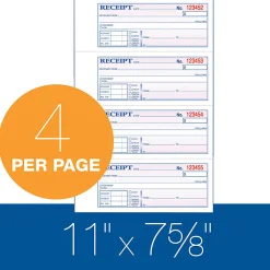 Adams® Carbonless Money/Rent Receipt Book, 3-Part, 7 5/8