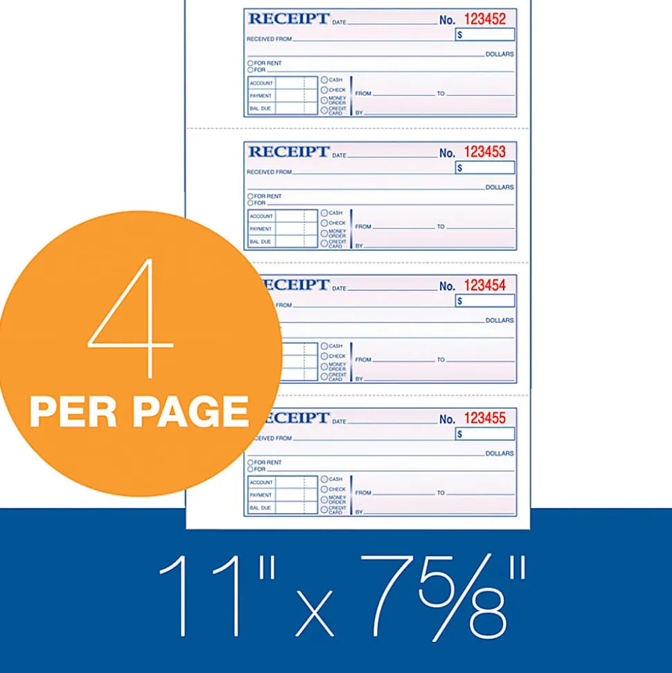 Adams® Carbonless Money/Rent Receipt Book, 3-Part, 7 5/8" x 11", Book Of 100 Sets
