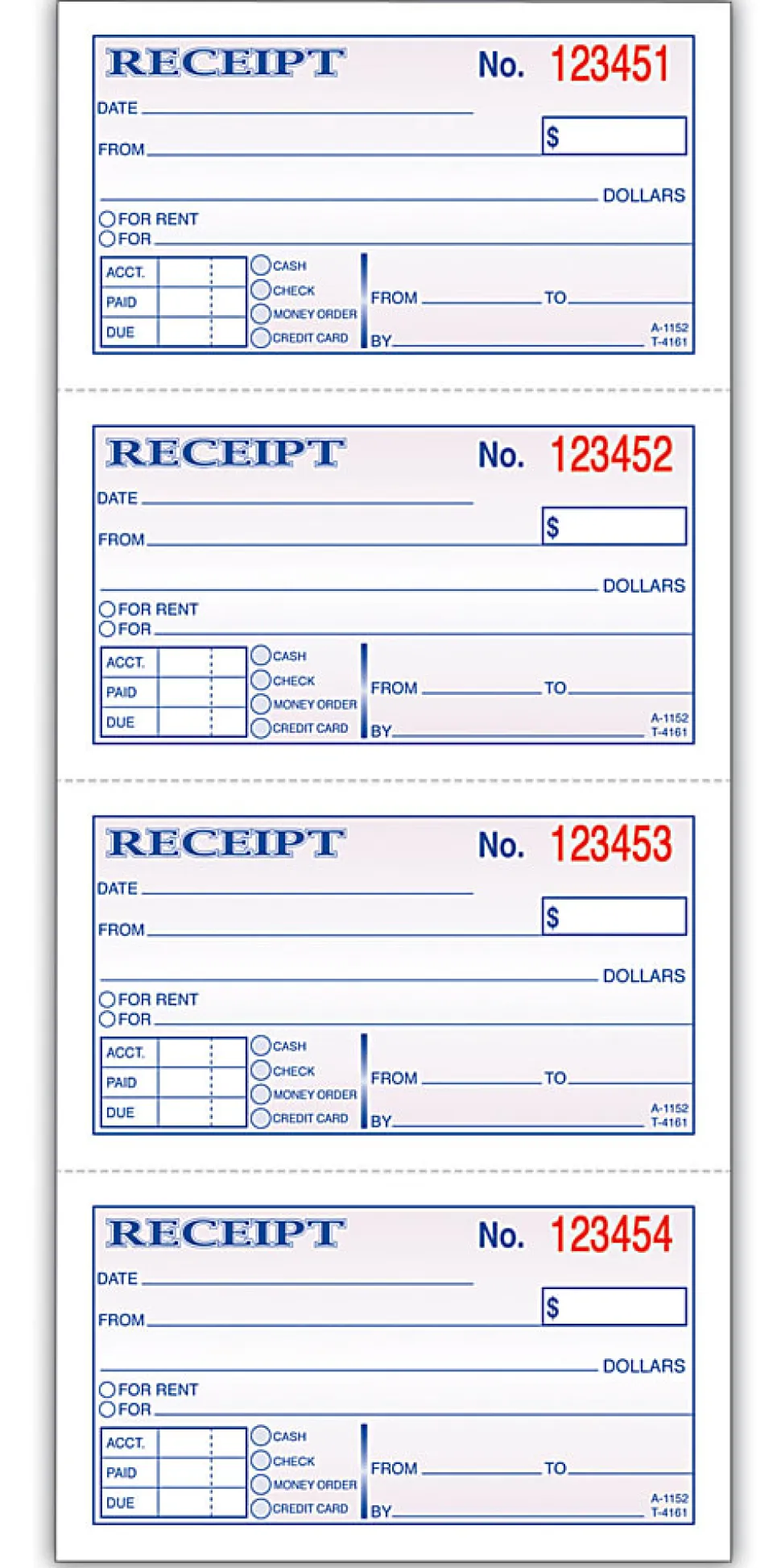 Adams® Carbonless 2-Part Money/Rent Receipt Book, 5 1/4" x 11", Book Of 200 Sets