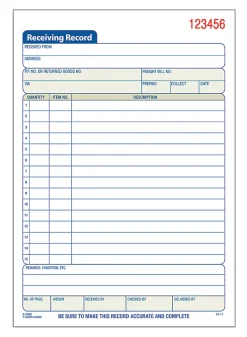 Adams® Carbonless 2-Part Receiving Record Book, 5 9/16