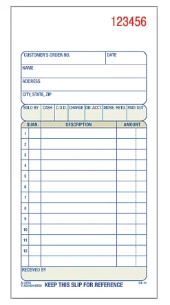 Adams® Carbonless 2-Part Sales Book, 3 11/32