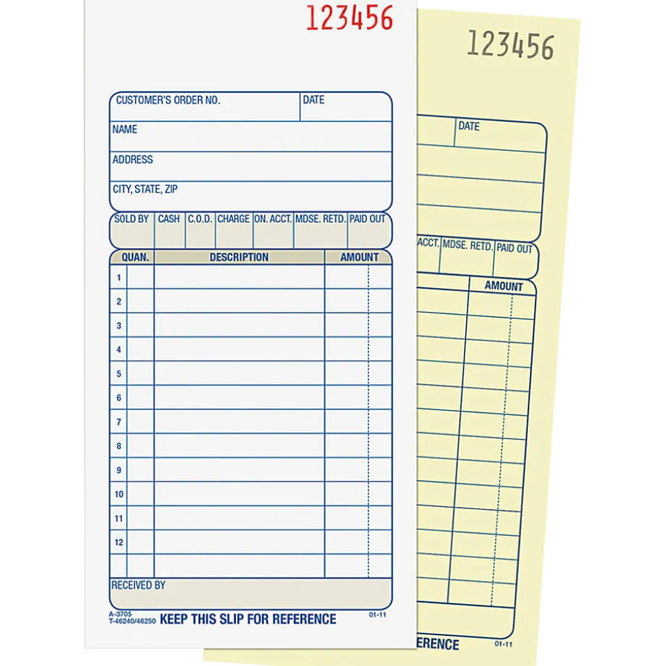 Adams® Carbonless 2-Part Sales Book, 3 11/32" x 7 3/16", Pack Of 50 Sets
