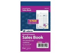 Adams® Carbonless 2-Part Sales Book, 3 3/10" x 5 3/5", Pack Of 10