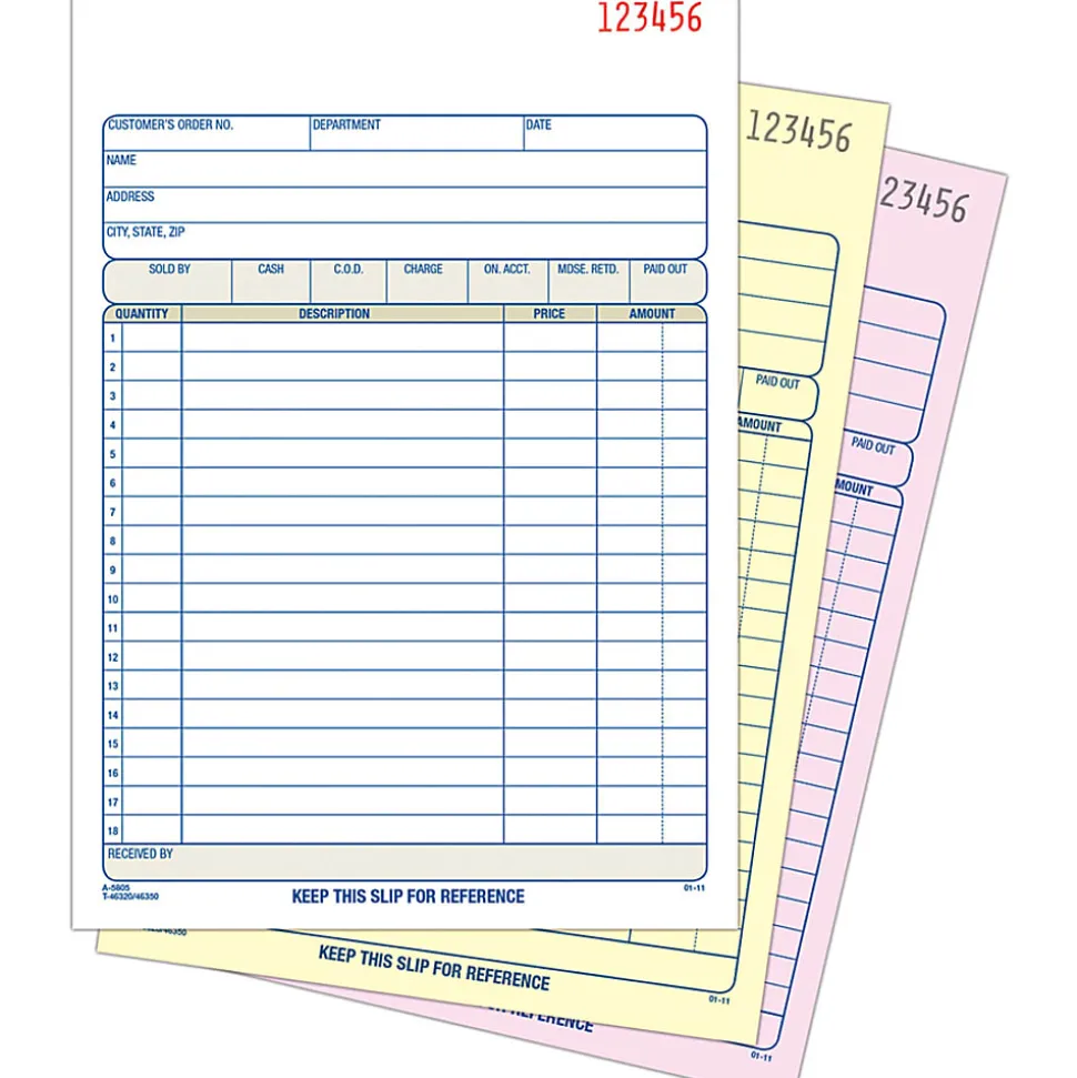 Adams® Carbonless 3-Part Sales Book, 5 9/16" x 8 7/16", Pack Of 50 Sets