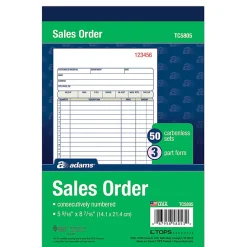 Adams® Carbonless 3-Part Sales Book, 5 9/16