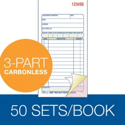 Adams® Carbonless 3-Part Sales Book, 3 11/32" x 7 3/16"