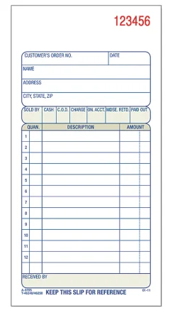 Adams® Carbonless 3-Part Sales Book, 3 11/32