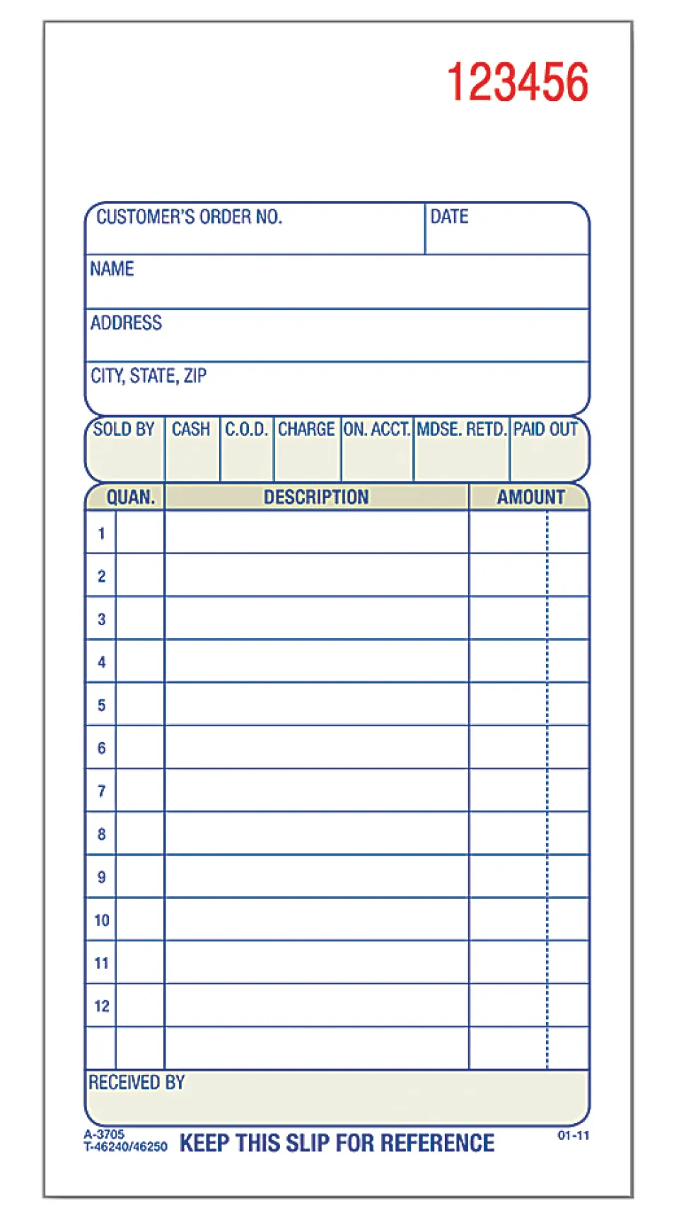 Adams® Carbonless 3-Part Sales Book, 3 11/32" x 7 3/16"