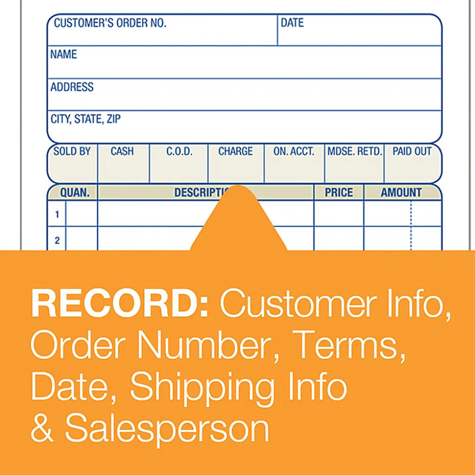 Adams® Carbonless 3-Part Sales Book, 3 11/32" x 7 3/16"