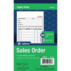Adams® Carbonless 3-Part Sales Book, 4 3/16" x 7 3/16", Pack Of 50 Sets