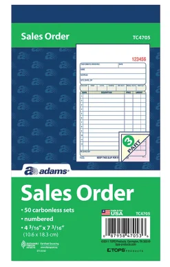 Adams® Carbonless 3-Part Sales Book, 4 3/16