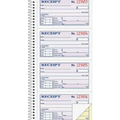 Adams® Carbonless 2-Part Spiral Money/Rent Receipt Book, 11" x 5 1/4", Book Of 200 Sets