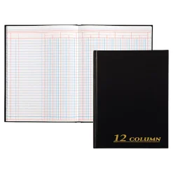 Adams® 12-Column Account Book, 7" x 9 1/4", Black