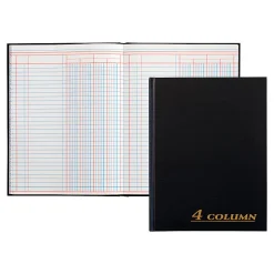 Adams® 4-Column Account Book, 9 1/4" x 7", Black