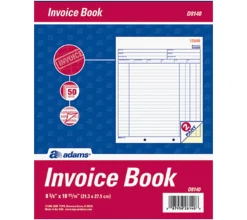 Adams® Invoice Books, 2-Part, 8 7/16" x 10 3/4", White/Canary, 50 Sets Per Book