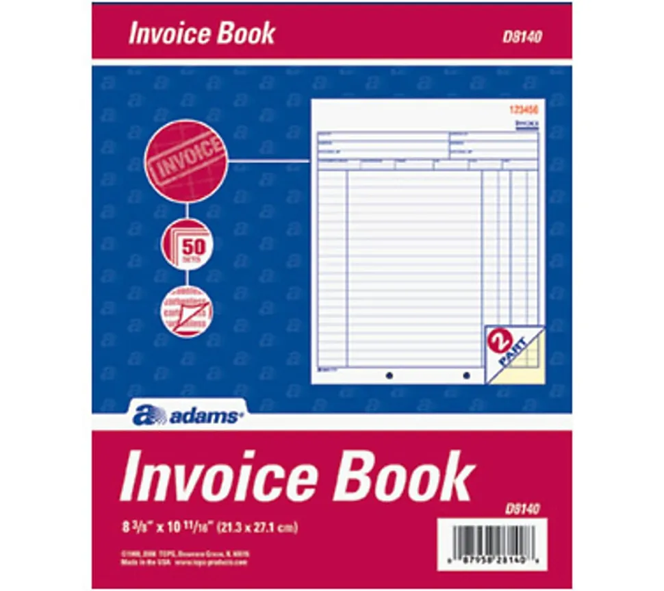 Adams® Invoice Books, 2-Part, 8 7/16" x 10 3/4", White/Canary, 50 Sets Per Book