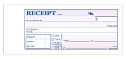 Adams® Money/Rent Receipt Books, 7 3/16" x 2 3/4", 3-Part, Carbonless, 50 Set Book