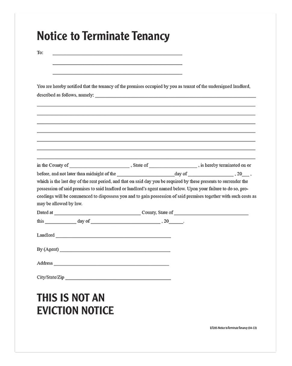 Adams® Notice To Terminate Tenancy